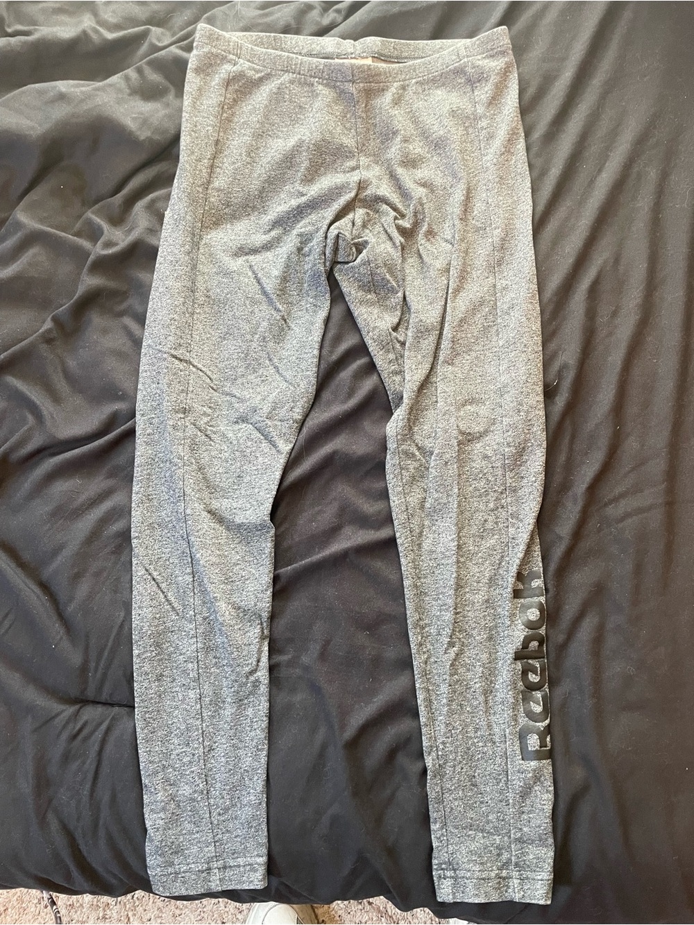 Reebok Gray Logo Leggings with Side Branding